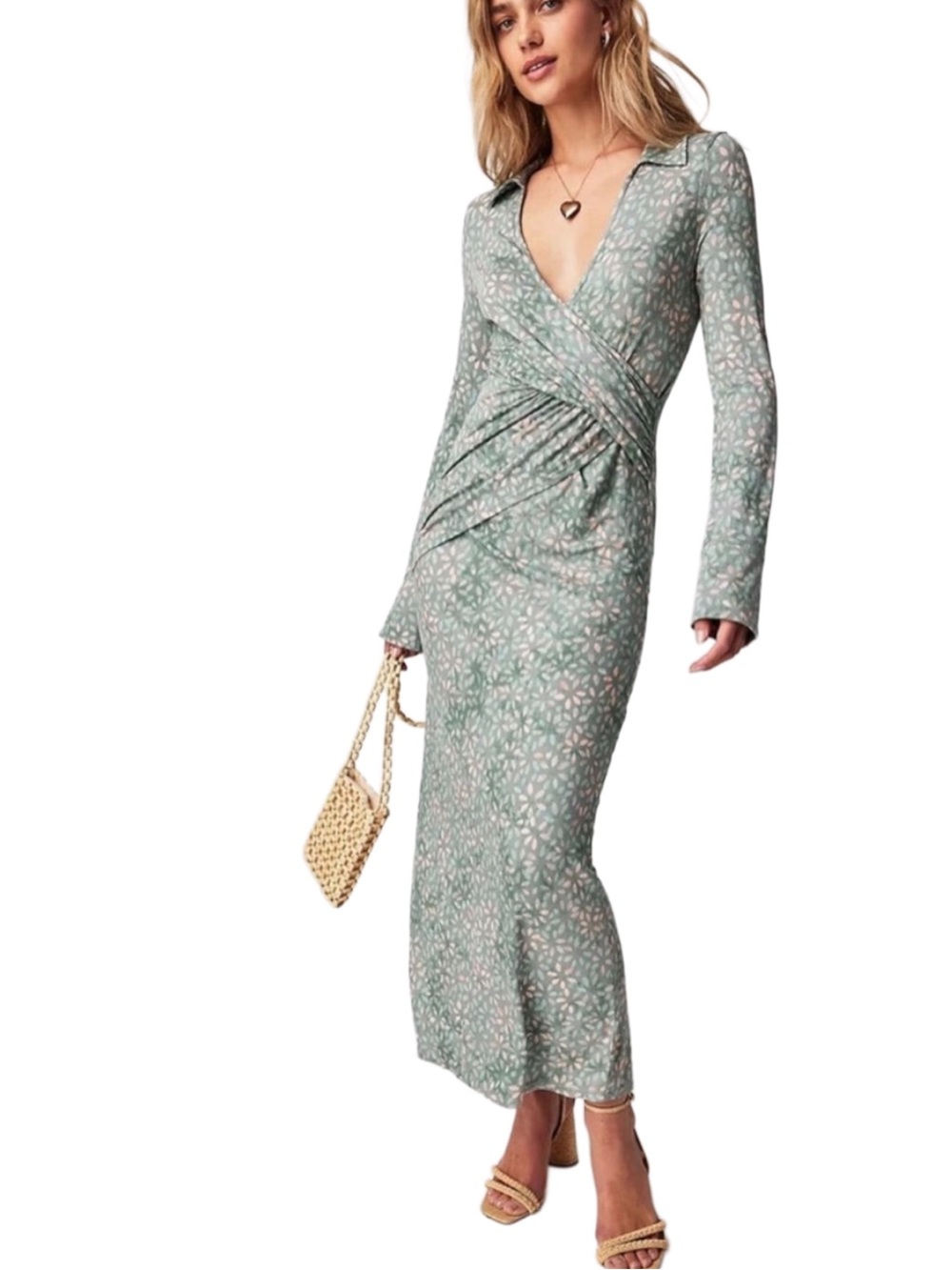 NWT Free People Shayla Maxi Dress in Sage Green